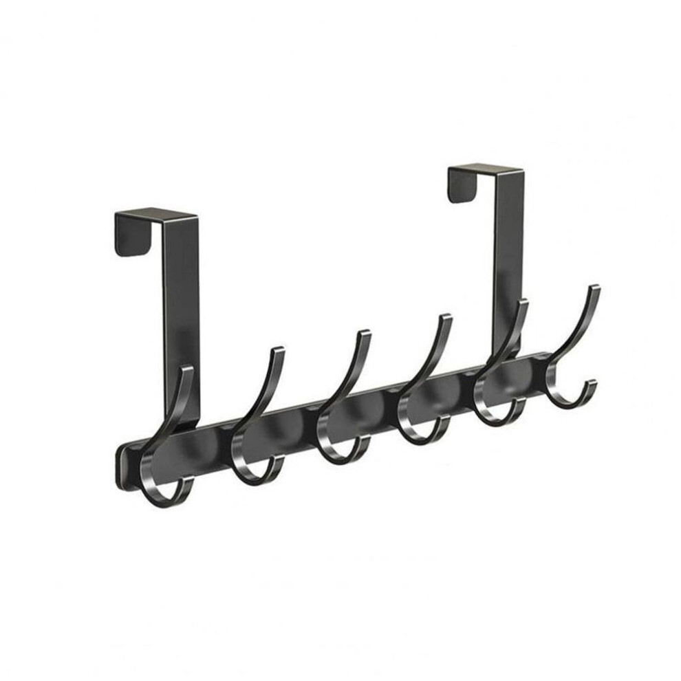 (black) Over The Door Hanger With 6 Hooks, Heavy Duty Over Door Hooks For Bedroom, Back Of Door Hooks Storage For Coat Towel Bag