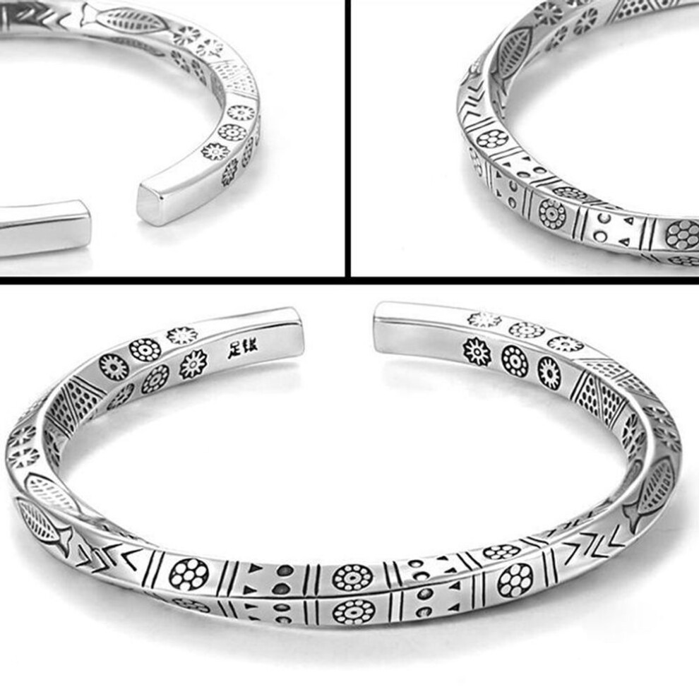 Vintage Stainless Steel Bangle For Men Women Mobius Twisted Cuff Bracelet
