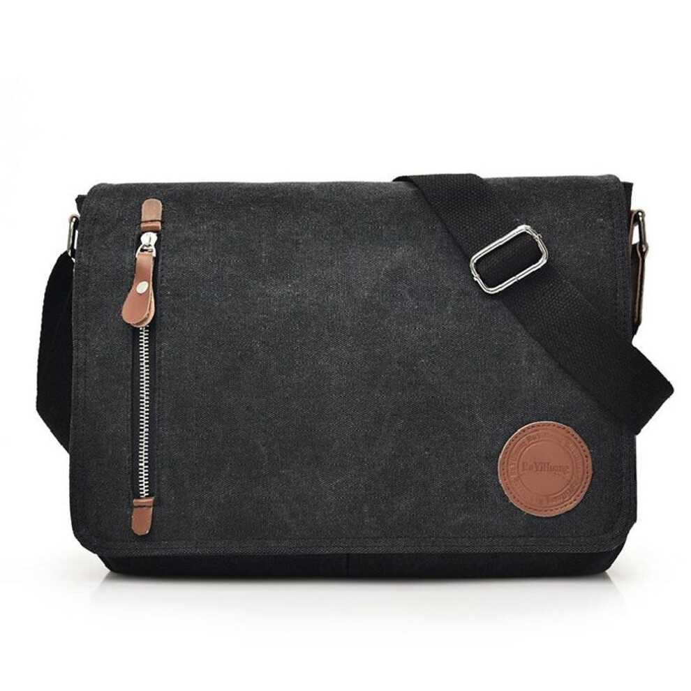 (black, 35CMX26CMX9CM) High Quality Wear-resistant Canvas Mens Crossbody Bags Casual Travel Storage Shoulder Bag Fashion Solid Color Messenger Bag Male
