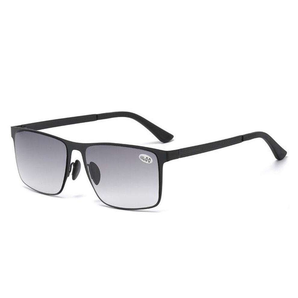 (black, +2.0) Vintage Men&apos;s Square Framed Presbyopia Glasses For Both Distant And Near Purposes Anti Ultraviolet Computer Reading Glasses
