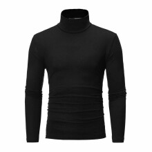 (black, XL) Men's Autumn Winter Turtleneck Long Sleeve Slim Pullover Sweater Blouse Top