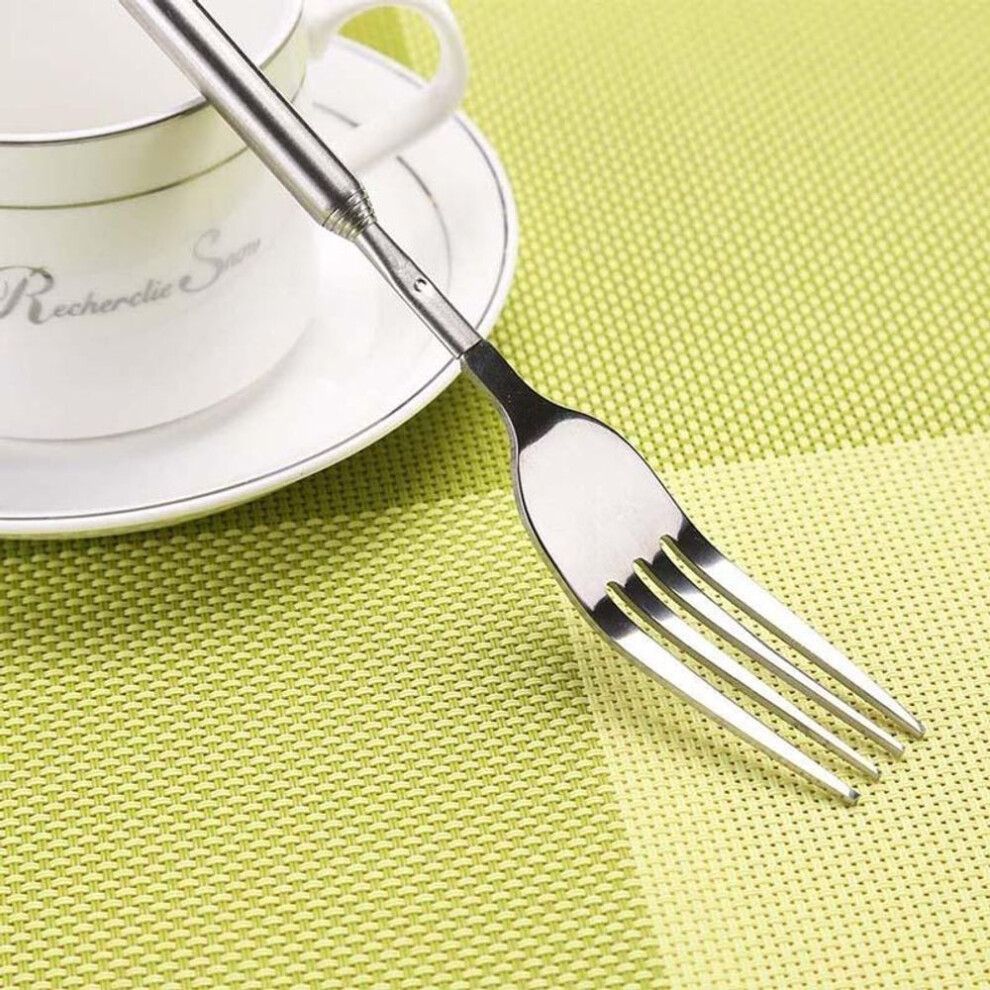 Stainless Steel Bbq Dinner Fruit Dessert Long Cutlery Forks Telescopic Extendable Fork Kitchen Tool