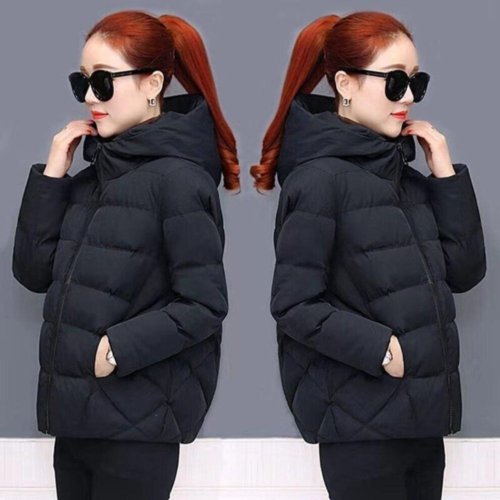 (black, XL) Women Parkas Jackets Winter Lady Casual Short Coats Long Sleeve Female Cotton Padded Parka Outwear Coat