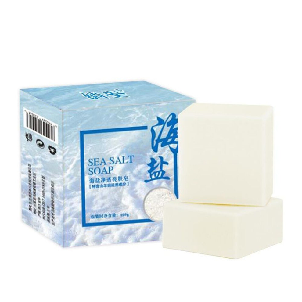 (as the picture, 3pcs) 1/3pcs Upgrade Sea Salt Soap Cleaner Removal Pimple Pores Acne Treatment Goat Milk Moisturizing Face Wash Soap Base Skin Care