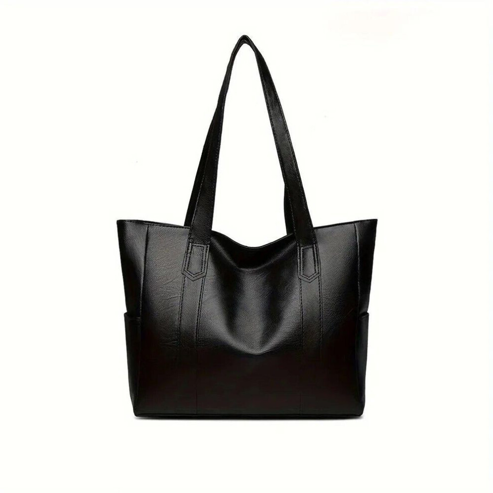 (black, 1pcs) Vintage Large Capacity Tote Bag, Retro Vegan Shoulder Bag, Women&apos;s Casual Handbag For Commute