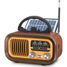 Small Retro Vintage Radio Bluetooth, Portable Radio Am Fm, Solar/battery Operated Radio/rechargeable Radio, Tws, Support Tf Card/usb Playing