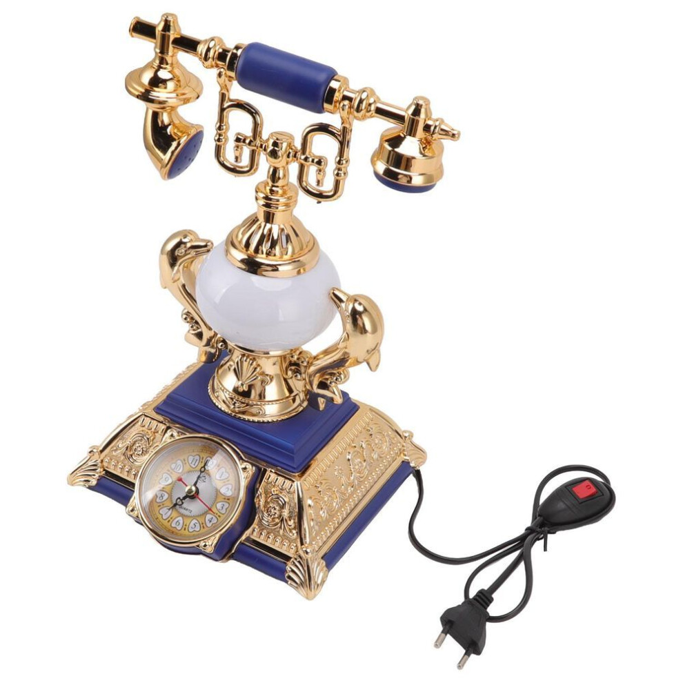(8178 3) Vintage Telephone Model Table Lamp Alarm Clock Function Easy Assembly Decorative Phone Model For Hom
