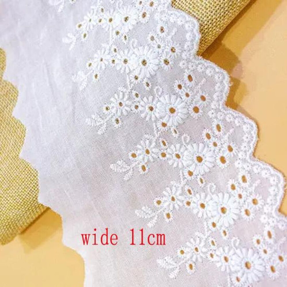 (white, 5 Yards) 5 Yards/lot 11cm Wide Handmade Chrysanthemum Embroidery Lace Cotton Material Curtain Sofa Decorative Fabric