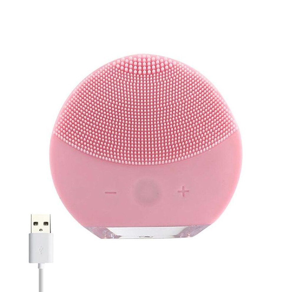 (pink) Electric Face Washers Waterproof Silicone Facial Cleansing Deep Pore Skin Massager Blackhead Remover Women Beauty Care Tool
