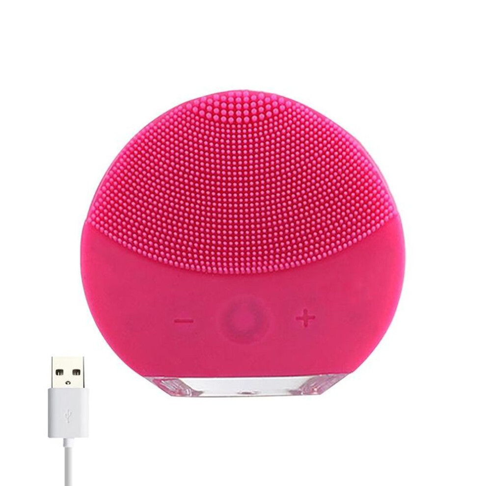 (rose red) Electric Face Washers Waterproof Silicone Facial Cleansing Deep Pore Skin Massager Blackhead Remover Women Beauty Care Tool