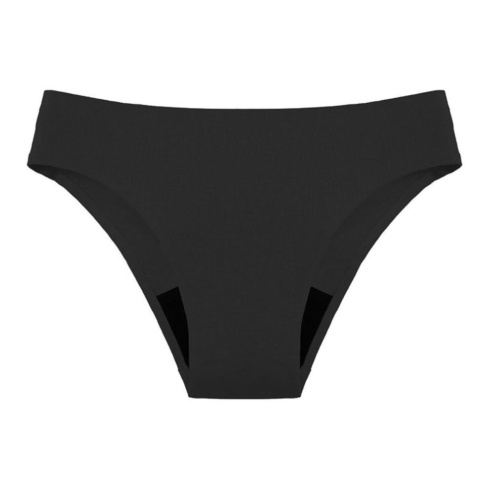 (S, black) Swimwear  Menstrual Leakproof Bikini Bottom Absorbent  Pants High Waist Swimming Trunks For Teenagers Women