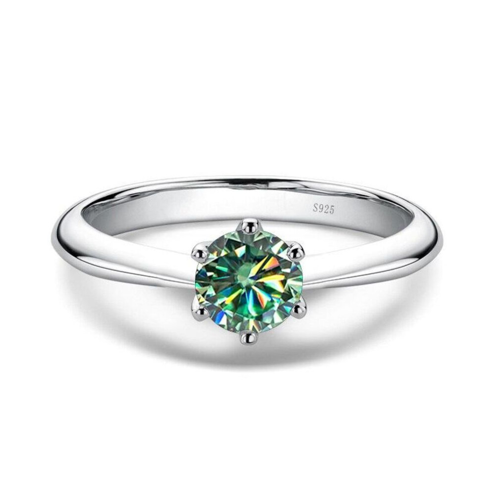 (blue,green, 8) Bague Ringen 1.0 Carat D Color Moissanite Wedding Rings For Women Top Quality 18k White Gold Color 925 Sterling Silver Jewelry