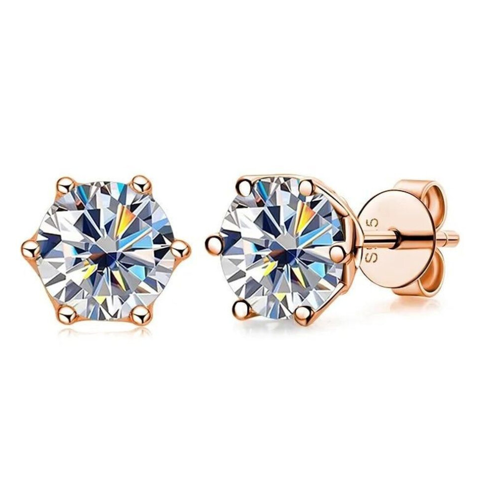 (white, 6.5mm) Bague Ringen S925 Silver Set With 1ct Color Moissanite Earrings For Girlfriend Valentine&apos;s Day Gift Jewelry