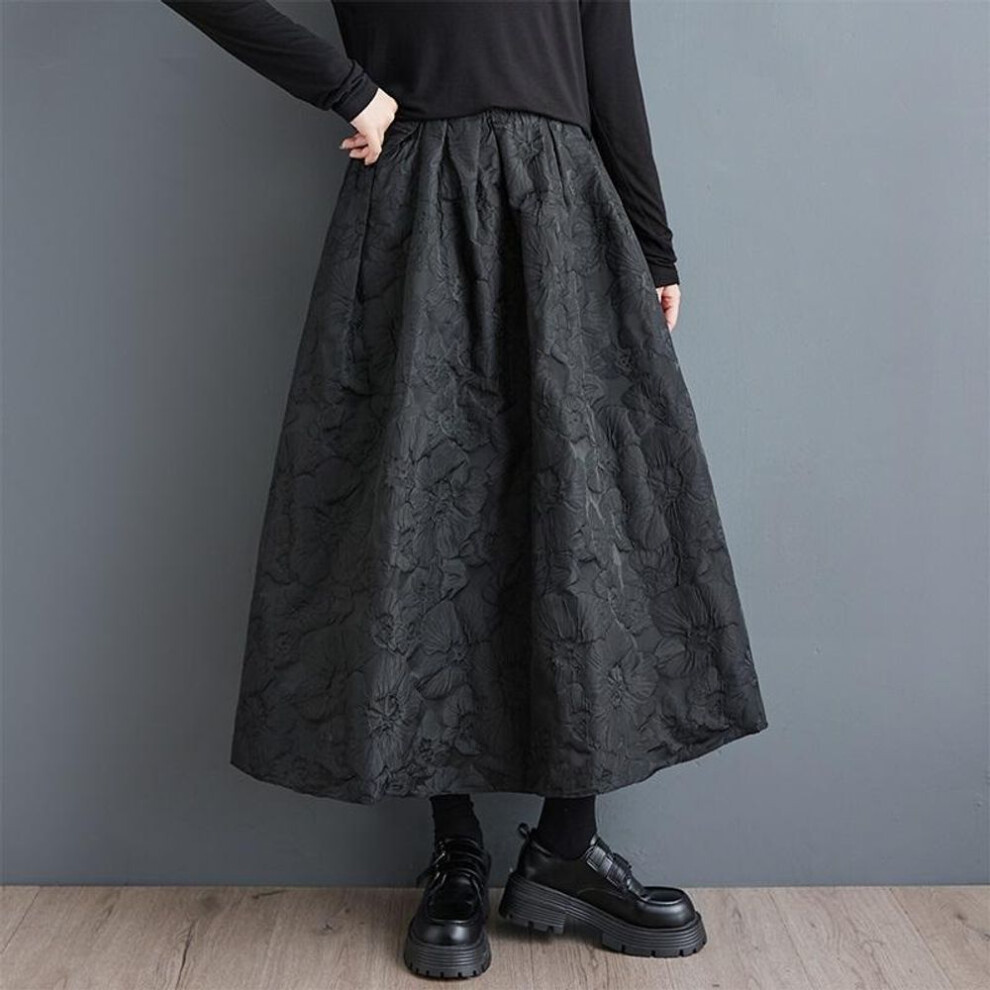 Cotton plus size High waist vintage Spring autumn casual loose long for woman skirts womens skirt