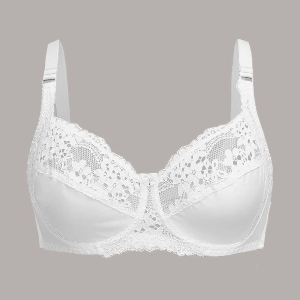(white, 110C) Women Bras Fashion Sexy Lace Bra Push Up Plus Size Bralette Thin Cup Underwire Bras Underwire Lingerie Underwear Top