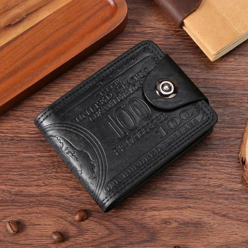 (black) Men&apos;s Wallets With 100 Us Dollar Pattern Hasp Male Leather Wallet With Zipper Card Holder Coin Pocket Purse Cartera Hombre