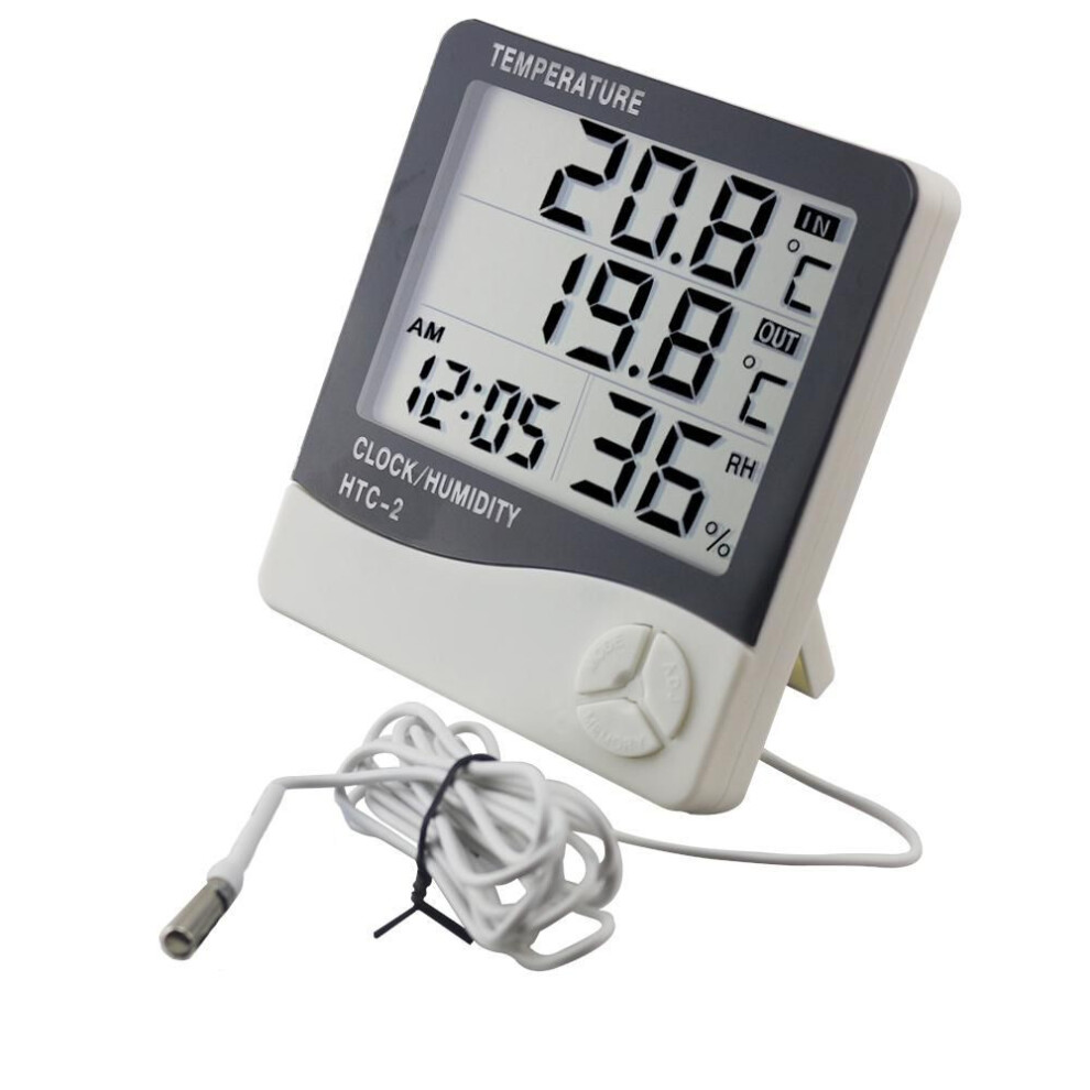 LCD Digital Thermometer Hygrometer Weather Station Home Indoor Outdoor C/F Temperature Humudity Meter With Alarm Clock