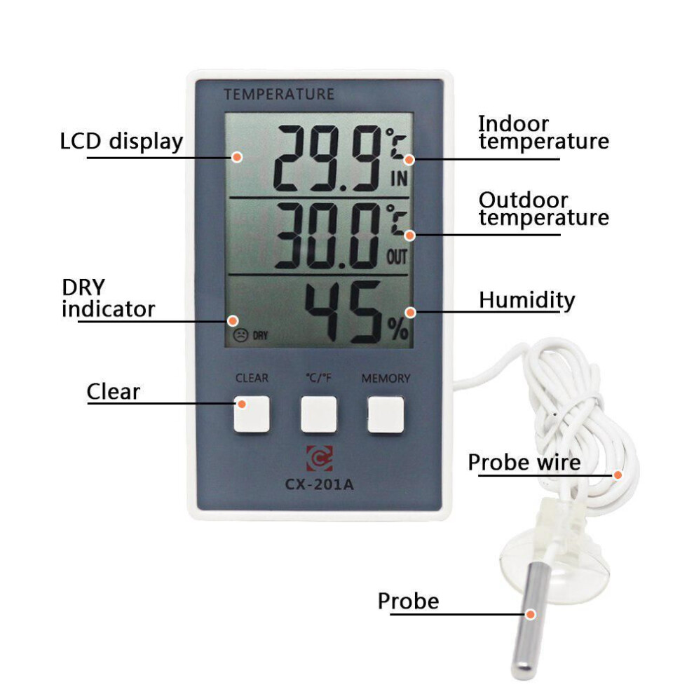 New Lcd Digital Indoor Outdoor Thermometer Indoor Hygrometer Temperature Humidity Meter