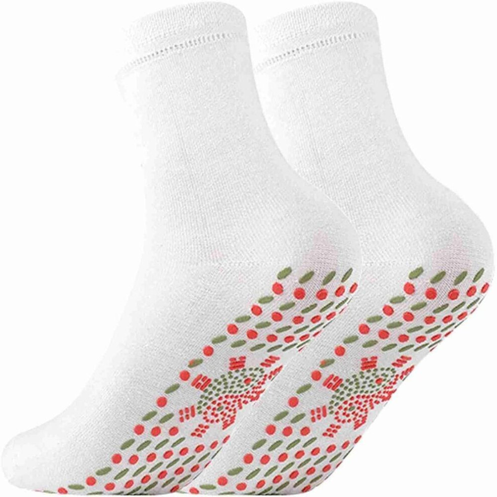 (white) Magnetic Therapy Socks with Self-Heating