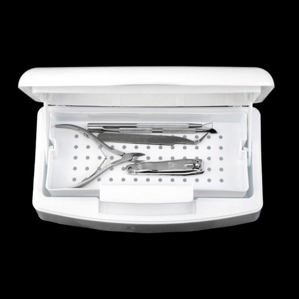 Nail Sterilizer Tray Disinfection Box Salon Nail Art Nipper Tweezers Nail Manicure Equipment Tools Cleaner Sanitize Set Box