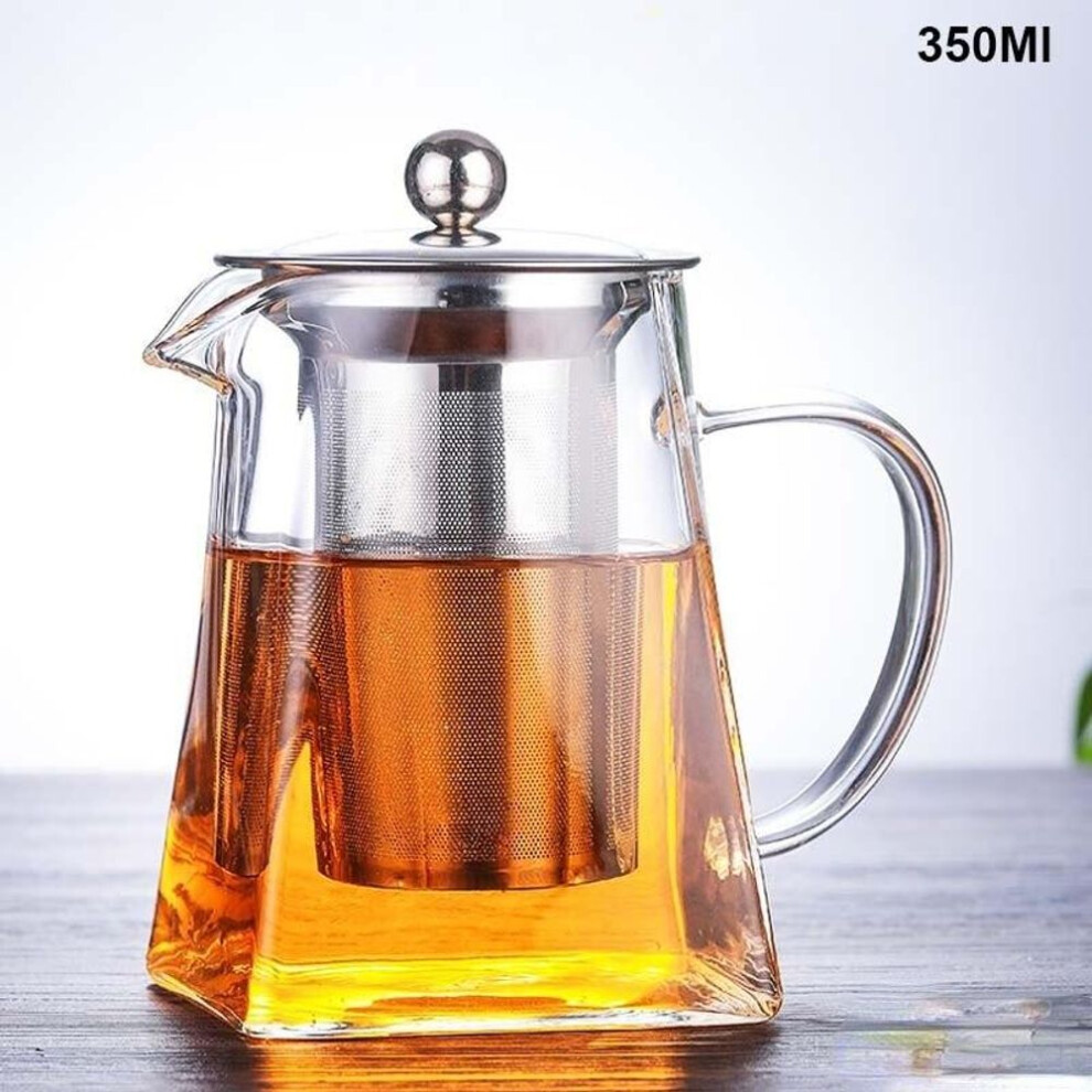 (350Ml) Heat Resistant Glass Teapot With Stainless Steel Tea Infuser Filter Flower Kettle Kung Fu Set  Puer Oolong