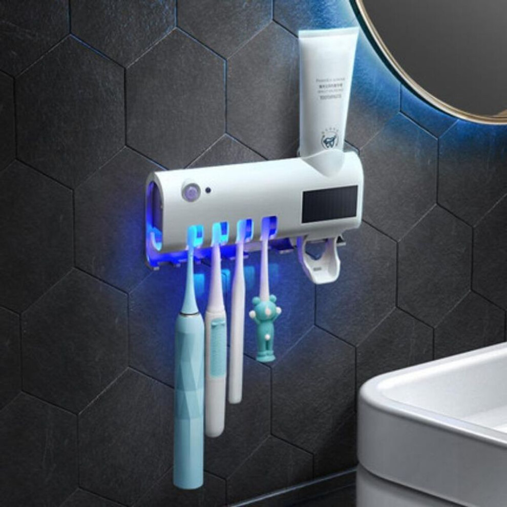 Solar Energy UV Light Toothbrush Sterilizer Toothbrush Holder Automatic Toothpaste Squeezers Dispens