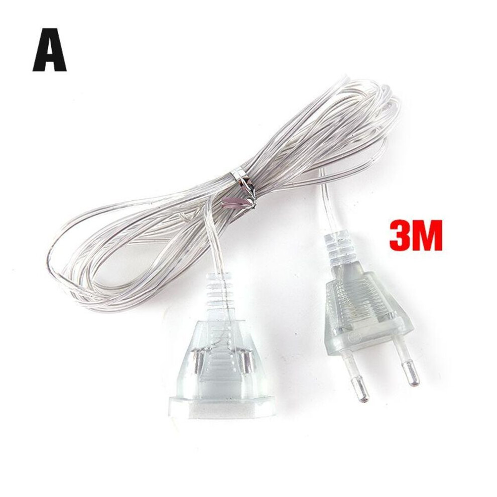 (3m) Cable Plug Transparent Led Light String Extension Standard Power Extension Cord
