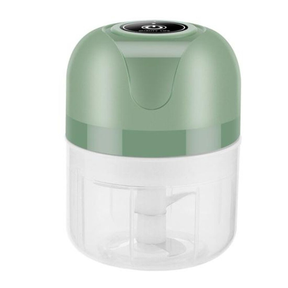 (green, 250ml) Electric Garlic Press Wireless Water-proof Plastic Simple Operation Electric Meat Grinder Kitchen Tools