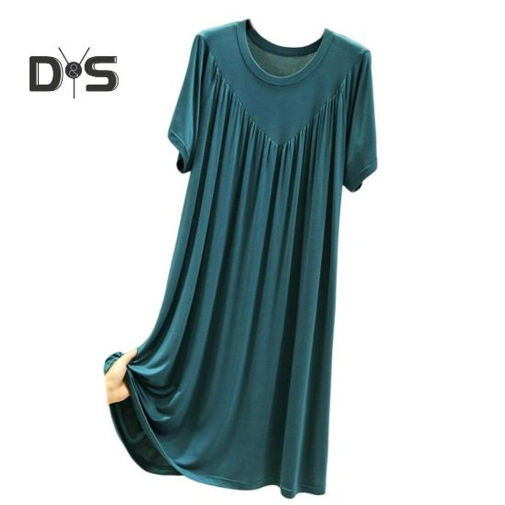 (dark green, XL) Pullover Lady Night Robe Short Sleeves Stylish Sleepwear Women Night Dress