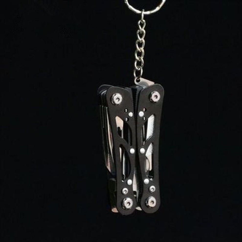 (black) Mini Clamp Cable Stripper Fold Wire Cutter Multitool Multifunction Multi Tool Plier Multipurpose Outdoor Survive Repair Pocket