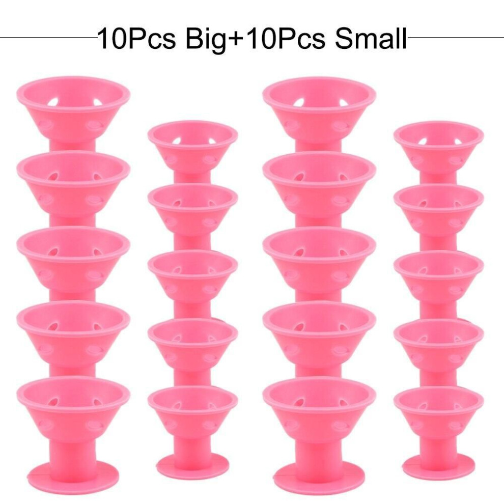 (20pink) 20pcs Magic Hair Curlers Roller Silicone Soft Rubber Magic Curler Clip Sleep Styler Hair Care Women Styling Diy Tools