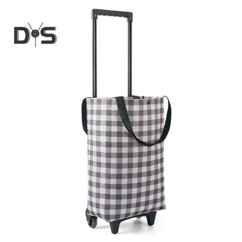 (grey) Grocery Cart With Wheels Collapsible Rolling Shopping Cart 2-in-1 Folding Design Portable Bag Waterproof Stair Climbing Telescoping Trolley Tote Bag