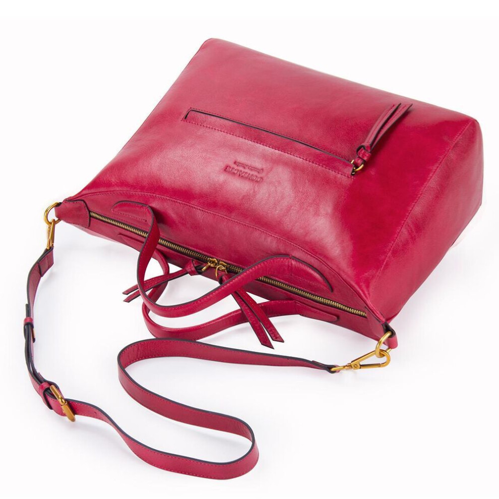 (red) Contact&apos;s Fashion Women Bags 100% Genuine Leather Women Handbag Tote Large Brand Bags Office Bag