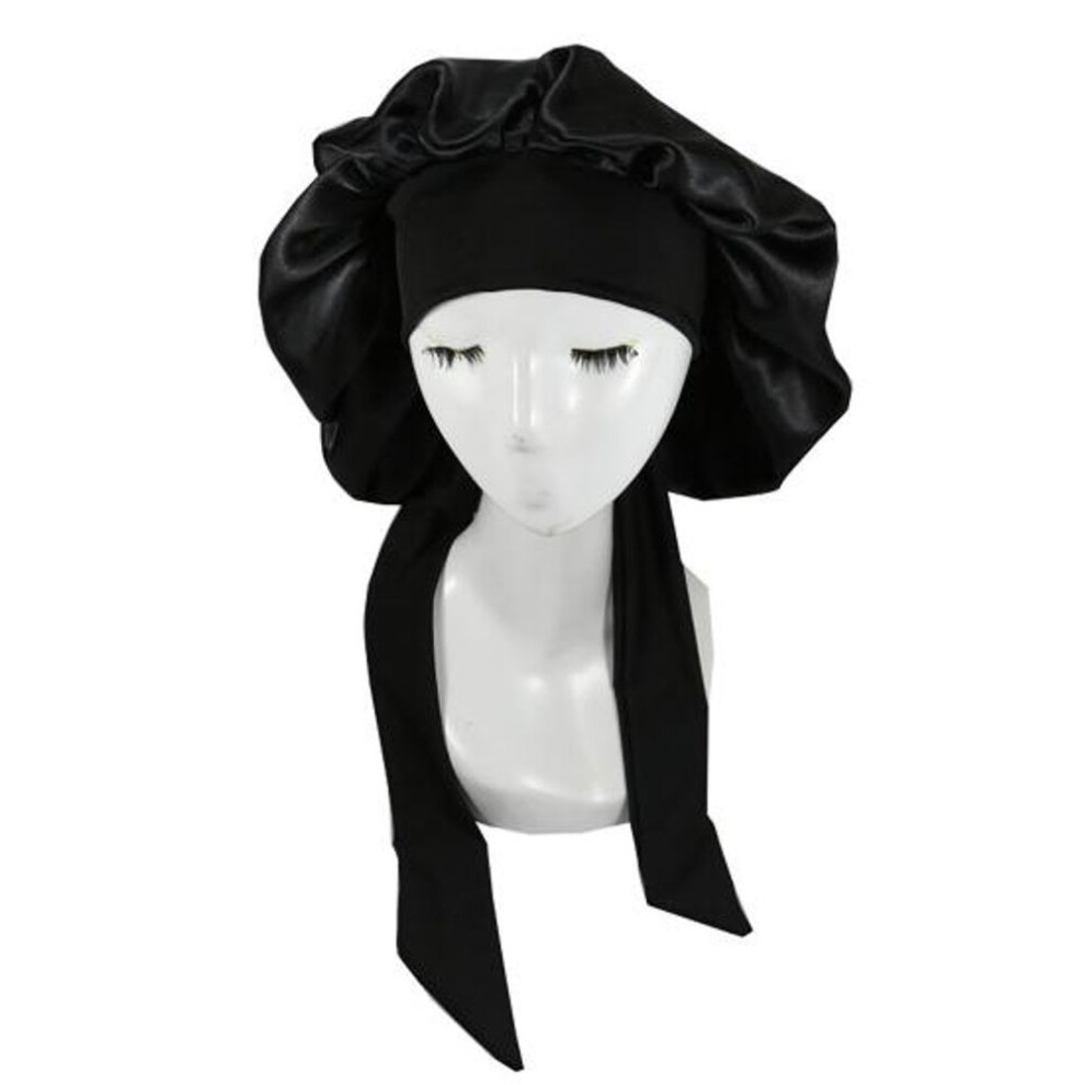 (black) Pure Color Rayon Satin High Stretch Lace Hair Caps Night Caps Hair Salon Hair Care