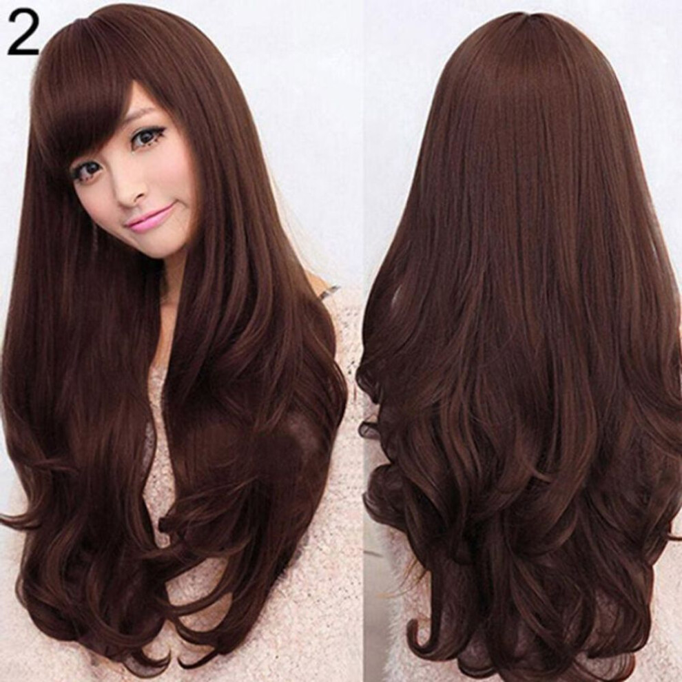 (dark brown) Long Curly Wig Full-length Wig Heat-resistant Role-playing Party Hairstyle