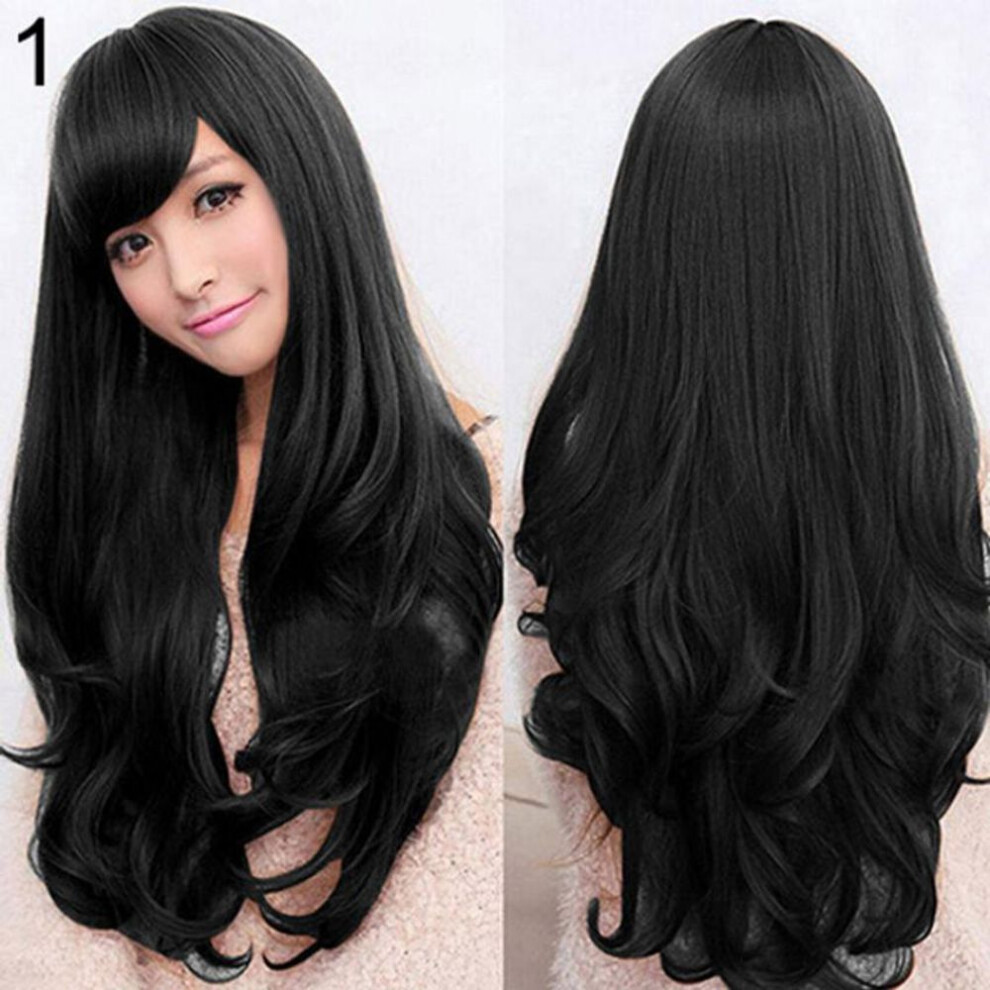 (black) Long Curly Wig Full-length Wig Heat-resistant Role-playing Party Hairstyle