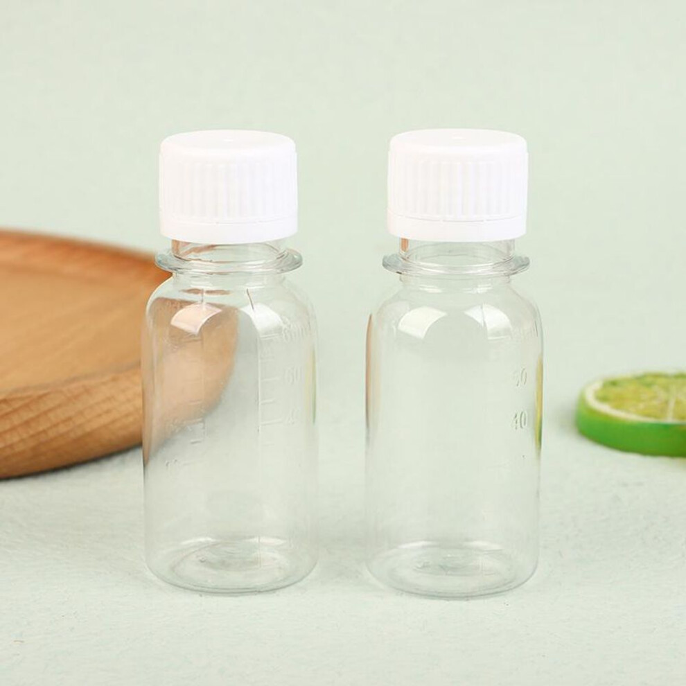 5pcs 60ml Small Plastic Bottles Ginger Shot Bottles With Caps Mini Juice Bottles Reusable Liquid Bottle Container Leak Proof