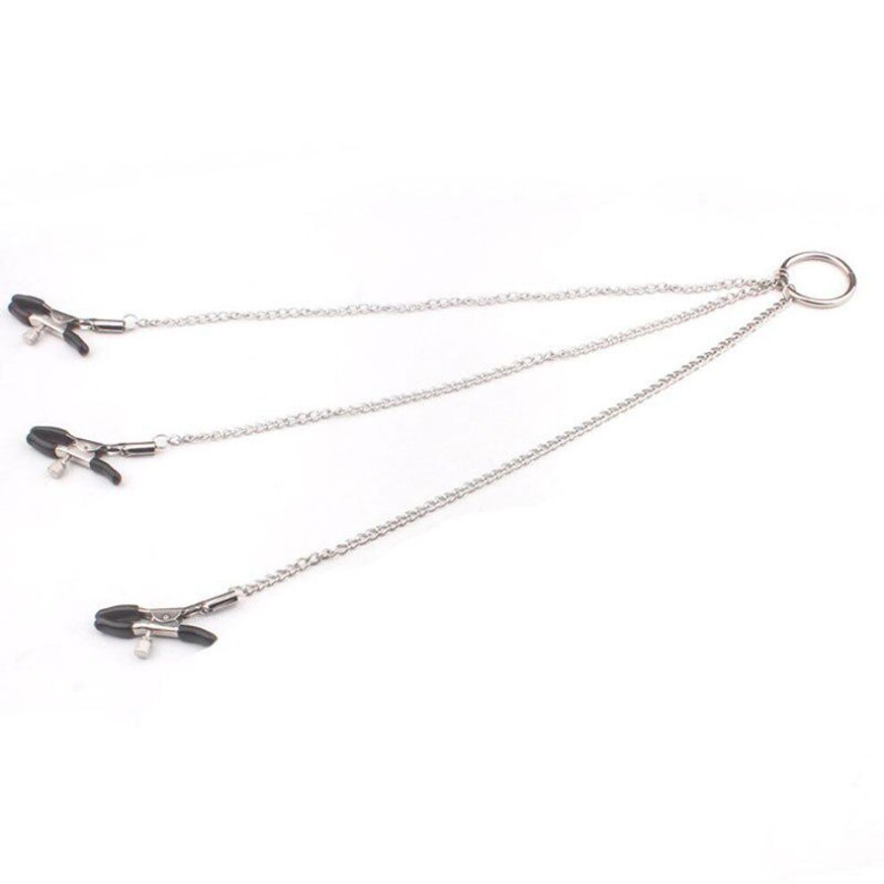 (black) Stainless Steel Label Clitoris Nipple Clamps With Vagina Clamps Metal Chain Bdsm Bond Constraint Sex Toys For Women Couples