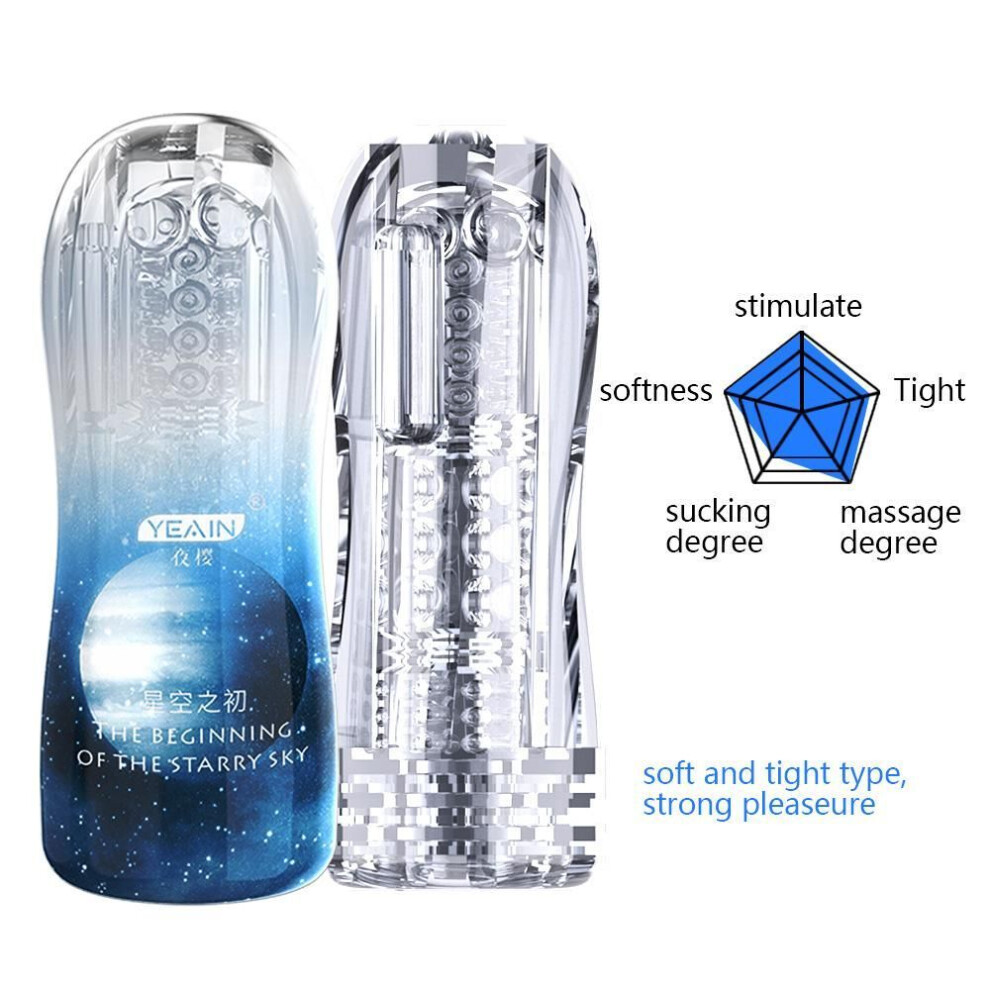 (blue) Adult Masturbator Cup Male Realistic Vibrating Oral Sex Masturbation Toy Sex Product for Couple Sex Toys Penis Enlargement