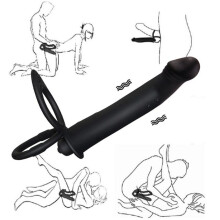 (black) Double Penetration Vibrator Sex Toys Strapon Dildo Vibrator Strap On Analplug for Man Adult Sex Toys