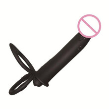 (black) Double Penetration Vibrator Sex Toys Penis Strapon Dildo Vibrator, Strap On Penis Anal Plug for Man, Adult Sex Toys for Beginner