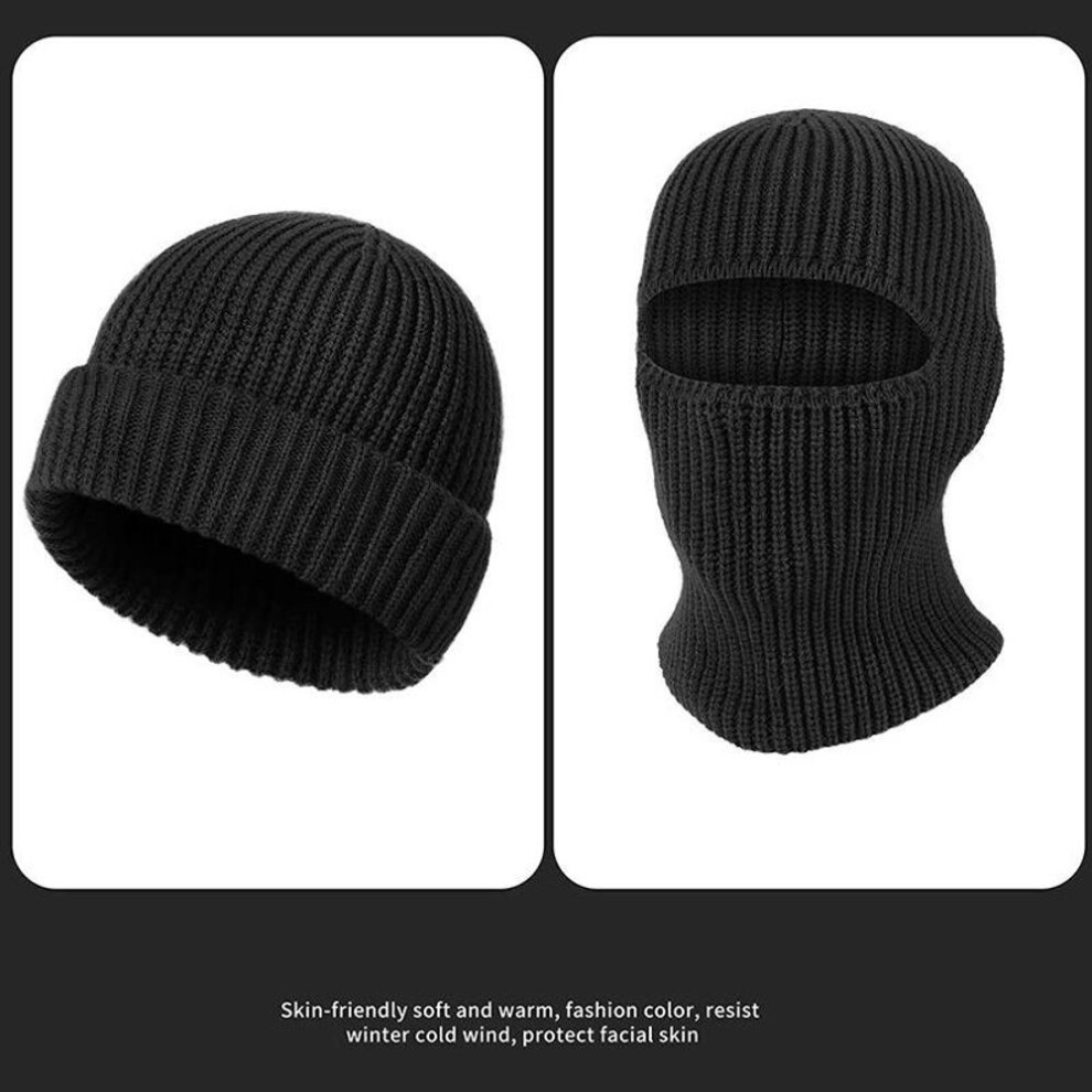(1pc, black) Autumn Winter Warm Knit Hat Ski Mask Beanies Cap Outdoor Sports Cycling Skiing Full Face Mask Scarf Women Man Keep Warm Hat Hood