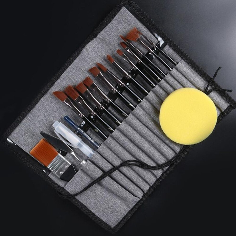18 Pcs Artist Paintbrush Kit With Water Brush Sponge Mixing Knife Brush Bag Art Supplies For Acrylic Watercolor Gouache Painting