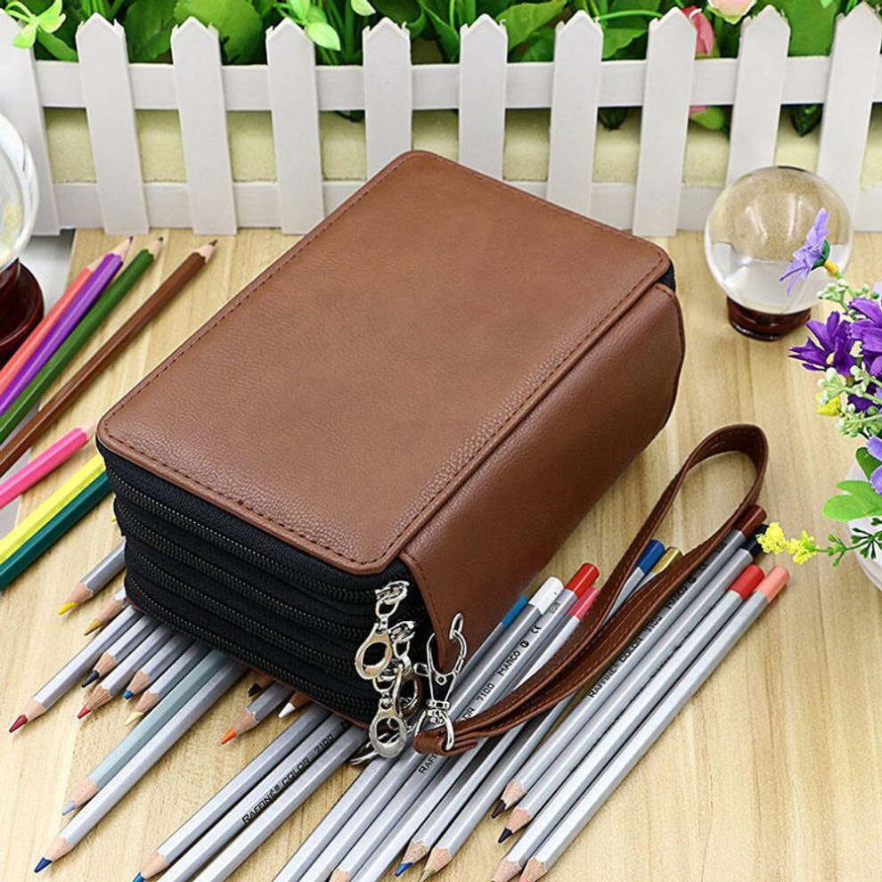 72 Holders Handy Pu Leather School Pencils Case Large Capacity Colored Pencil Bag