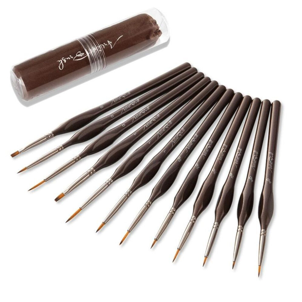 Professional 12pcs Micro Fine Detail Paint Brush Set Nylon Hair Miniature Hook Line Pen Oil Painting Acrylic Tiny Hand-painted Art Brushes