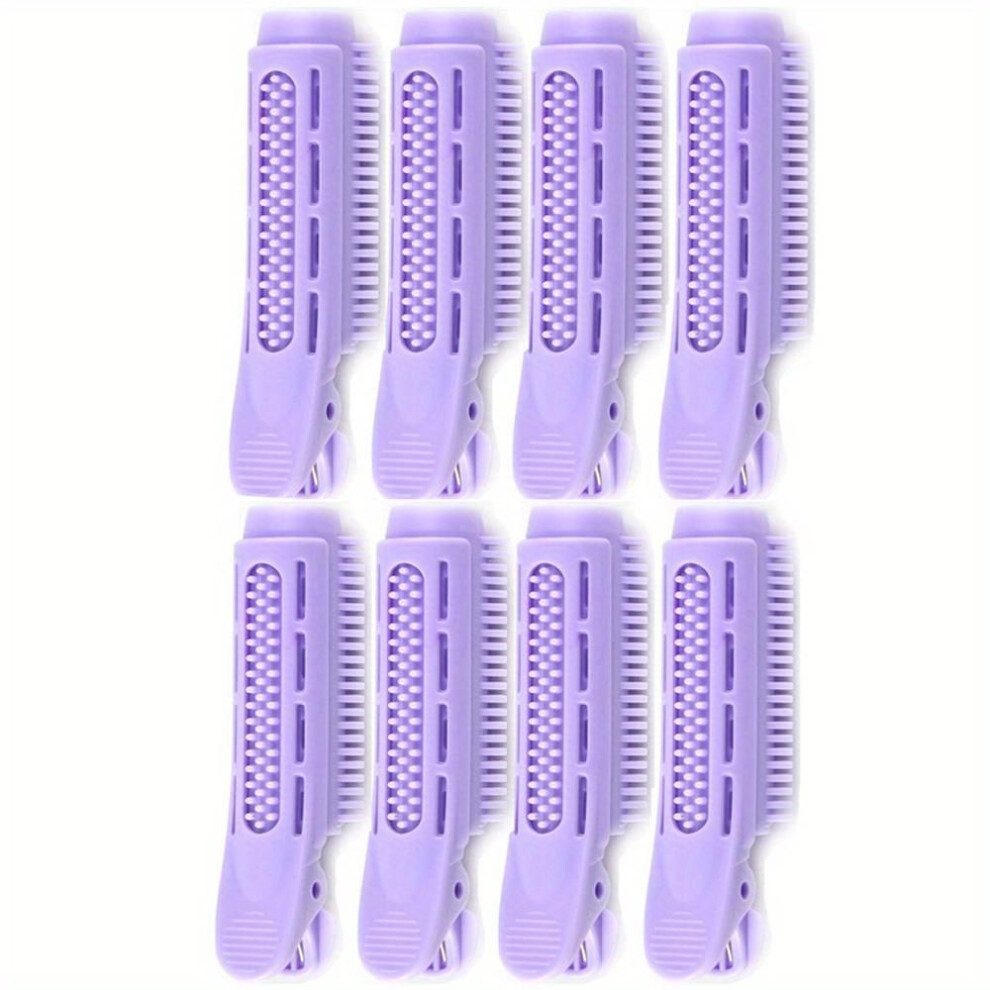 (purple) 8pcs Fluffy Volumizing Hair Root Clips - Self-grip Hair Styling Tool For Instant Bangs And Diy Hair Rollers For Women