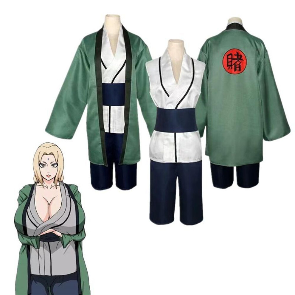 (M-Costume) Anime Tsunade Kimono Cosplay Costume Girls Women Wig Halloween Party Carnival Cartoon Uniform Suits