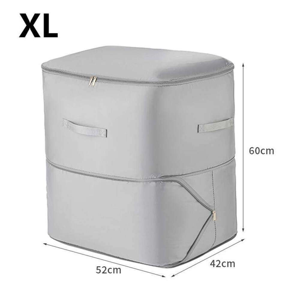 (gray, XL) Space Saving Compression Storage Tote Bag Heavy Duty Multipurpose Rectangle Fabric Organizer for Comforters Clothes and Blankets