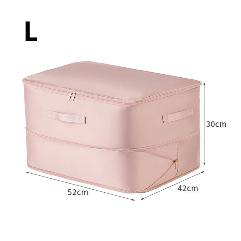 (pink, L) Space Saving Compression Storage Tote Bag Heavy Duty Multipurpose Rectangle Fabric Organizer For Comforters Clothes And Blankets