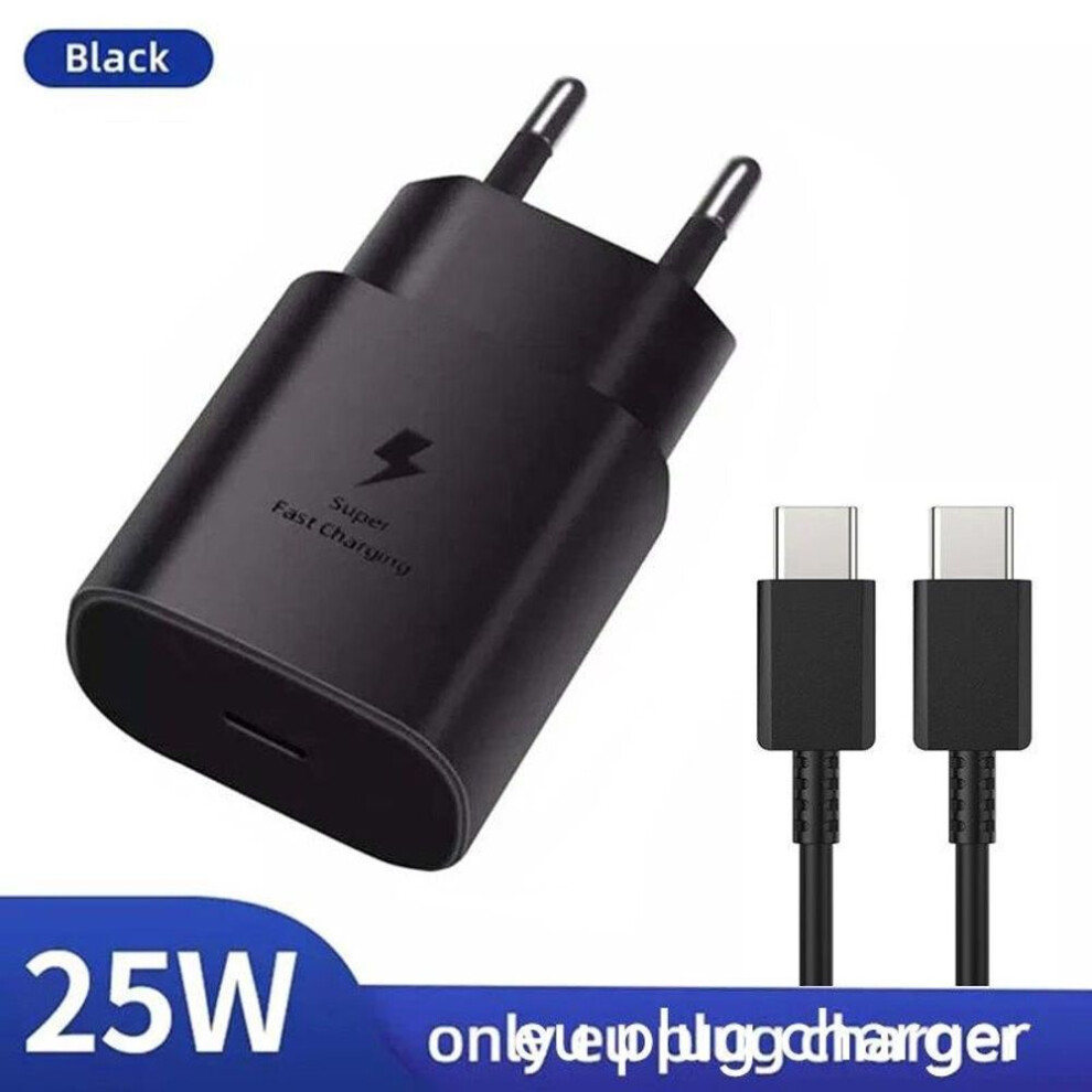 (EU Black 2 IN 1) PD 25W Fast Charging Charger For Samsung Galaxy S20 S21 S22 S23 Ultra USB C Cable USB Type C Fast Charging Android Phone Charger Adapter